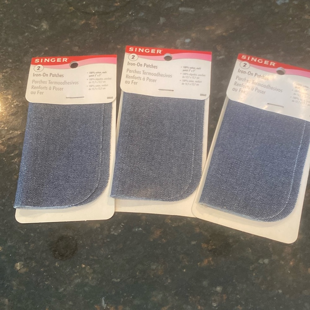 NWT 3 Packages Singer Dark Denim Iron-on Patches